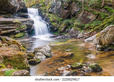 Cold Brook Fall in White Mountains. The first cascade on the Cold Brook. Randolph. New Hampshire. USA