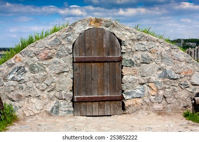 Cold Cellar With Vintage Wooden Door