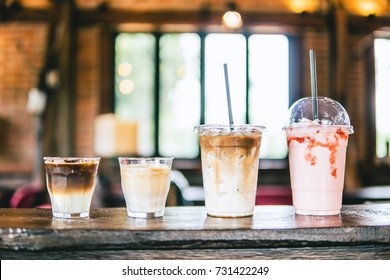 Cold Coffee Latte Macchiato ,and Strawberry Milk Shake