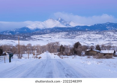 A cold Colorado morning on the backroads of Longmont. Pikes Peak always looks best dressed in white