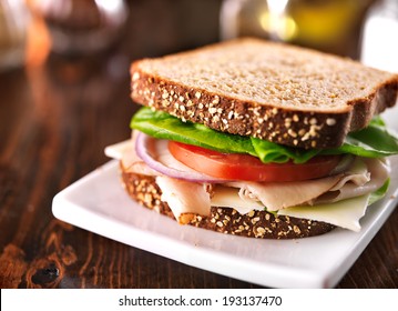 Cold Cut Turkey Sandwich On Whole Wheat With Swiss Cheese