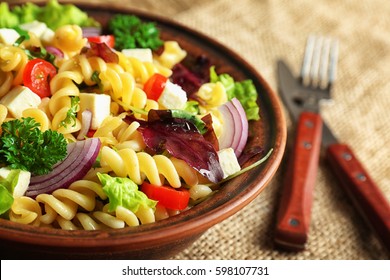 Cold Delicious Pasta Salad, Closeup