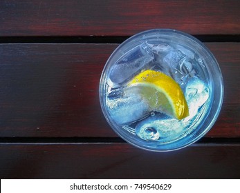 Cold drink with lemon slice