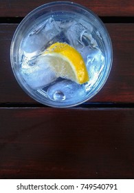 Cold drink with lemon slice