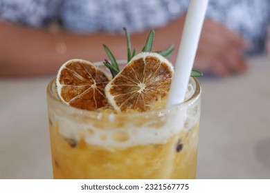 cold drink in a selective focus 