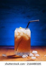 Cold Espresso Coffee Tonic On A Blue Background