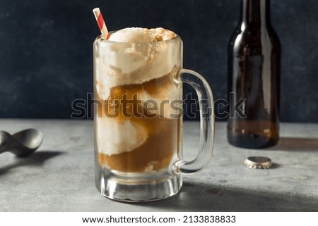 Cold Frozen Root Beer Float with Ice Cream