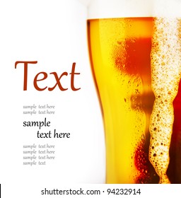 Cold Glass Of Beer With Foam  (With Sample Text)