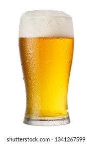 Cold Glass Of Beer Isolated On White Background