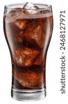 Cold glass of cola drink with ice cubes isolated on white background. File contains clipping path.