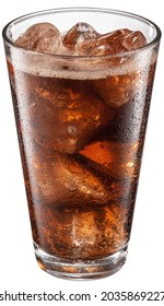 Cold glass of cola drink with ice cubes isolated on white background. File contains clipping path. - Shutterstock ID 2035869227