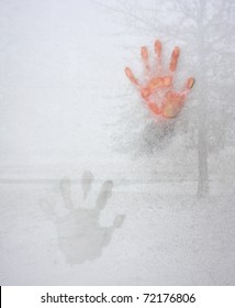 Cold Hand On Icy Window