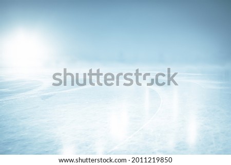 COLD ICE BACKGROUND, BLUE WINTER ICY BACKDROP WITH BLANK SPACE, ICE HOCKEY STADIUM FIELD, GLOWING WINTER BACKDROP FOR MONTAGE FRESH PRODUCTS OR CHRISTMAS PRESENTS