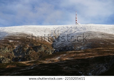 Cold november day near peak Botev in Stara planina, Bulgaria. Frost and grass on the ridge.