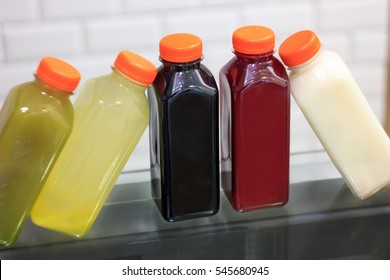 Cold pressed juices in bottles