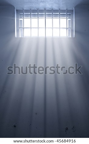 a cold prison cell with sunshine through window