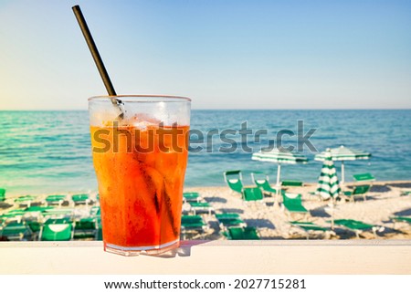 Cold refreshing drink on the beach