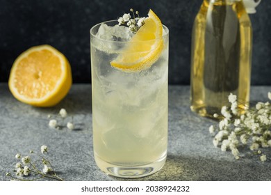 Cold Refreshing Elderflower Drink with Lemon and Soda