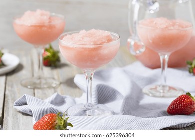 Cold Refreshing Frozen FrosÃ© RosÃ© Wine Cocktail In The Summer