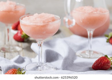 Cold Refreshing Frozen FrosÃ© RosÃ© Wine Cocktail In The Summer