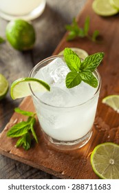 Cold Refreshing Iced Limeade with a MInt Garnish