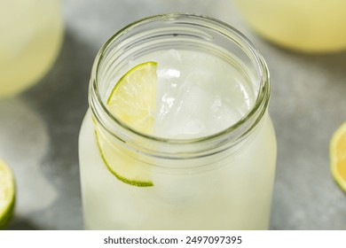 Cold Refreshing Lime Limeade with Sugar and Ice