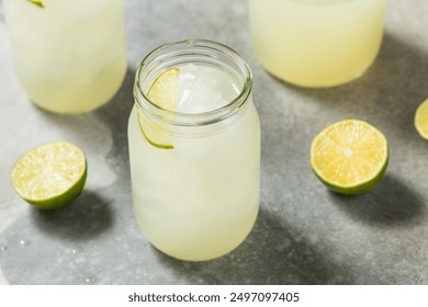 Cold Refreshing Lime Limeade with Sugar and Ice