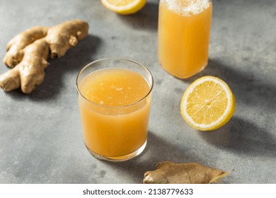 Cold Refreshing Probiotic Ginger Kombucha With Lemon