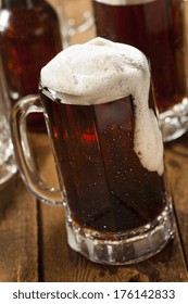 Cold Refreshing Root Beer With Foam In A Mug