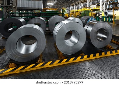 Cold rolled galvanized steel coils for production cars - Shutterstock ID 2313795299