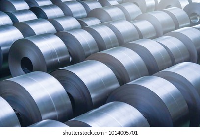Cold rolled steel coil at storage area in steel industry plant. - Shutterstock ID 1014005701