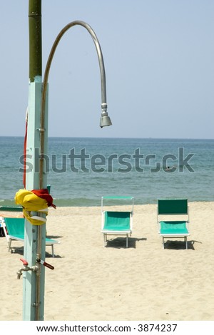 cold shower on the beach to cool down Stock photo © 