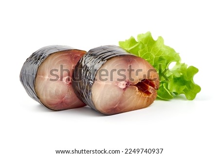 Cold smoked mackerel, close-up, isolated on white background Stock photo © 
