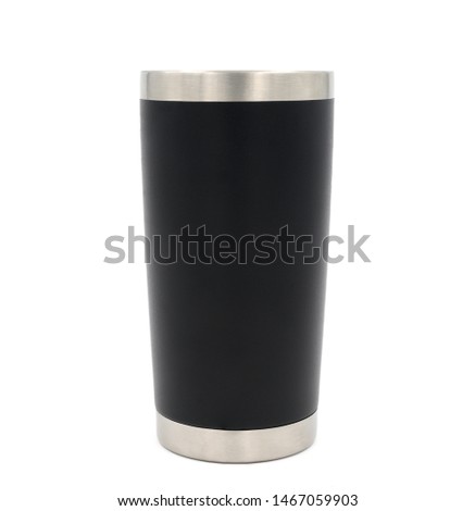 Cold storage mug, A tumbler glass cold store or stainless steel thermos tumbler mug for iced coffee isolated on white background.
