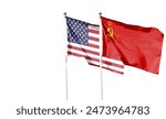 cold war. Flag of the Soviet Union (1922-1991). American Flag (50 stars). For basemap or background use. double exposure hologram