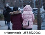 cold weather, winter street with people