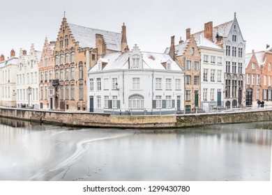 A Cold Winter Day In Bruges, Belgium With Some Light Snow