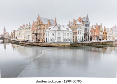 A Cold Winter Day In Bruges, Belgium With Some Light Snow