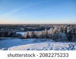 Cold winter day in Kajaani, Finland. This magical photo was shot during sunset on top of a hill.