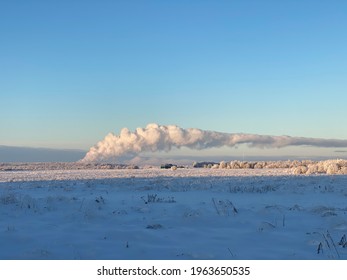 Cold Winter Field Horizontal Photo.