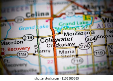 Coldwater. Ohio. USA On A Map