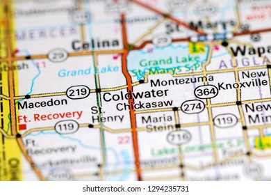 Coldwater. Ohio. USA On A Map