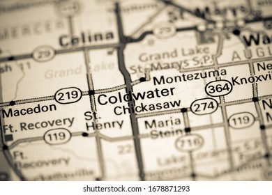 Coldwater. Ohio. USA On A Map