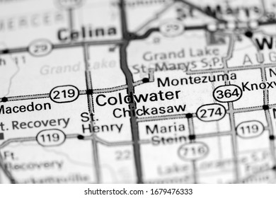 Coldwater. Ohio. USA On A Map