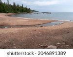 Coldwater River flows into Lake Superior in Lake Superior Provincial Park, Ontario Canada