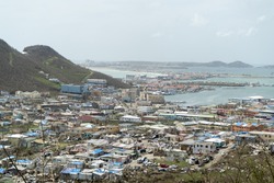 Cole Bay And Simpson Bay, Post Hurricane Irma Destructions To Homes And Hotels On The Island Of St.Maarten 