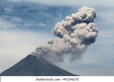 The Colima Volcano Ejected A Cloud Of Smoke.