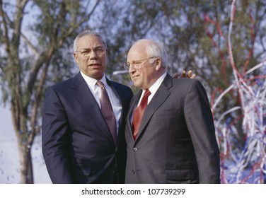 Colin Powell And Dick Cheney At A Bush/Cheney Campaign Rally In Costa Mesa, CA, 2000