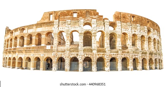 The Coliseum , Colosseum, Flavian Amphitheatre, In Rome City In Italy. Isolated On White Background