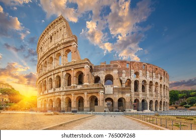 The Coliseum or Flavian Amphitheatre (Amphitheatrum Flavium or Colosseo), Rome, Italy.